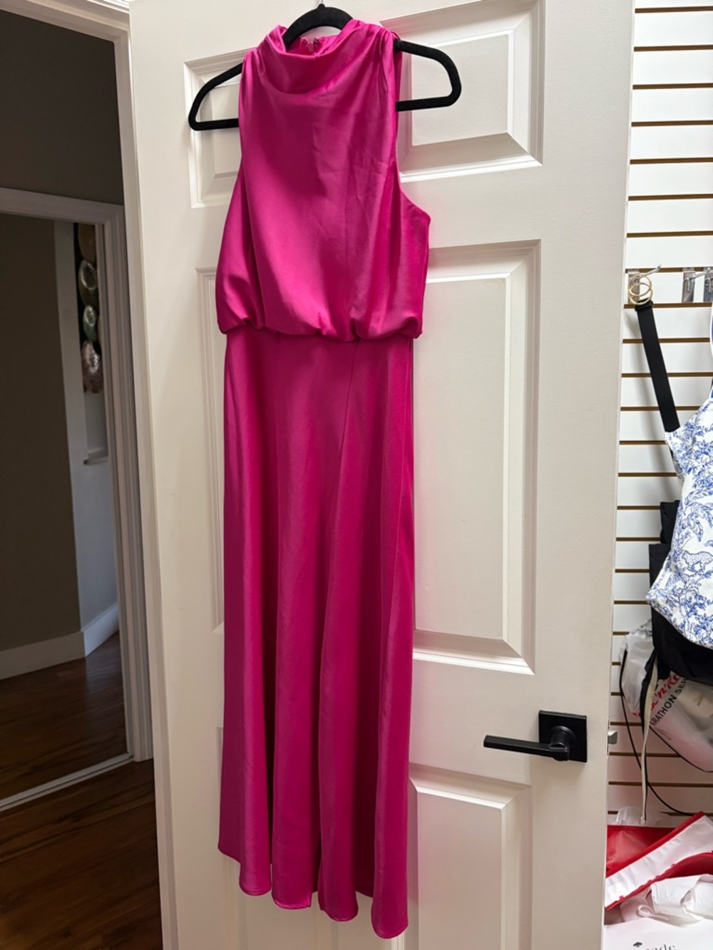 DKNY Hot Pink Blouson Midi Dress